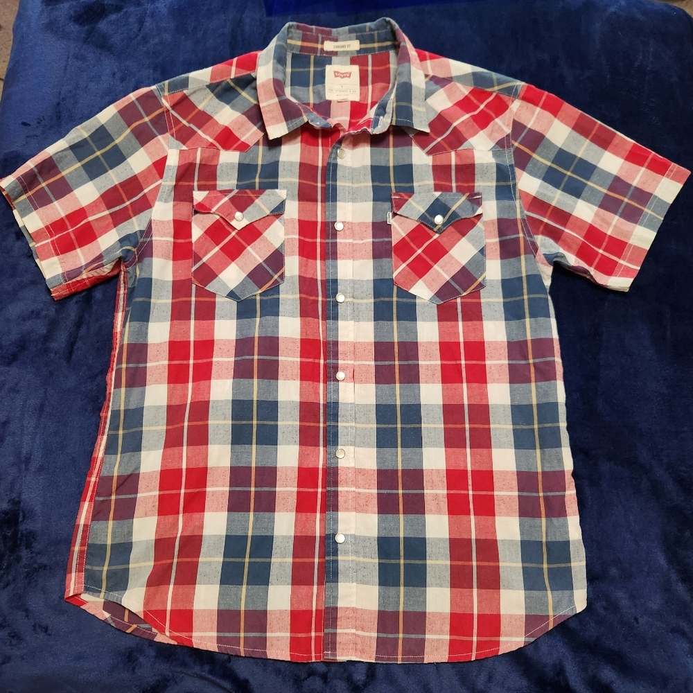 Levi's Plaid Pearl Snap Men's Large Short sleeve Button-up Shirt